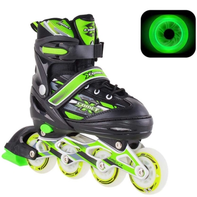 RGX / Раздвижные роликовые коньки X-Comet Green LED 9341