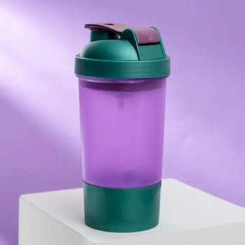 Бренд не указан / Шейкер спортивный с чашей под протеин, 500 мл. Бренд не указан / Шейкер спортивный с чашей под протеин, 500 мл.